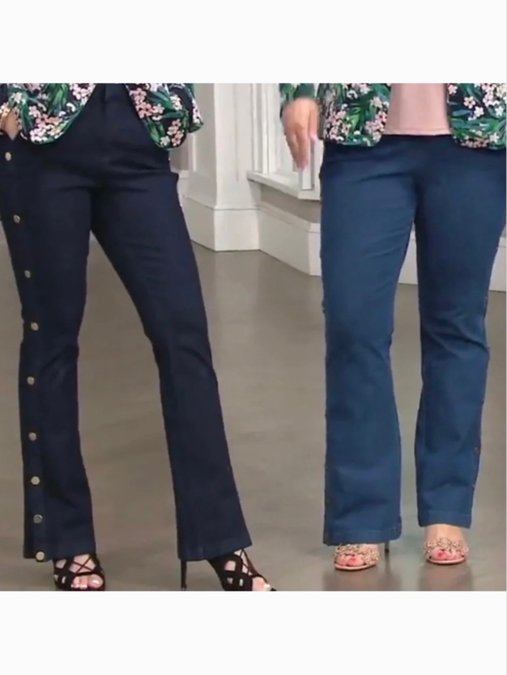 G.I.L.I Boho Retro Dual Stretch Button Flare Jeans Medium Blue Wash SZ 12